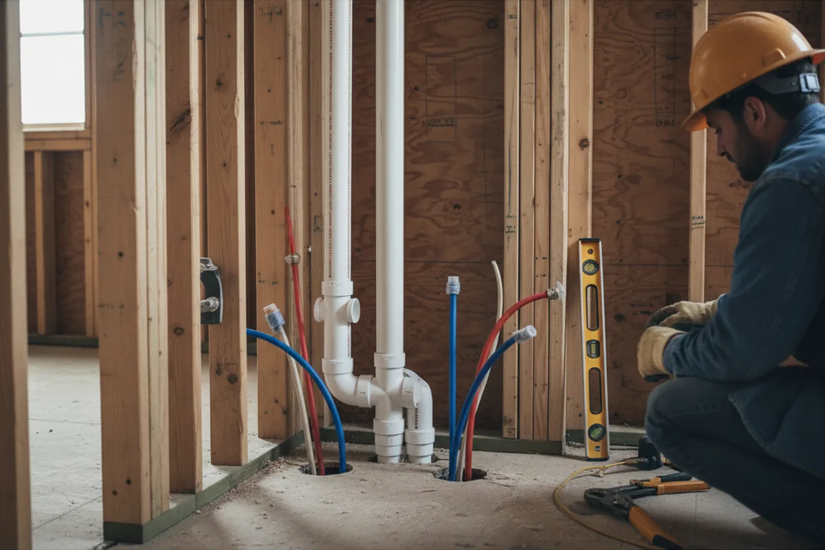 Drain and supply rough-in during Leak Detection in Phelps