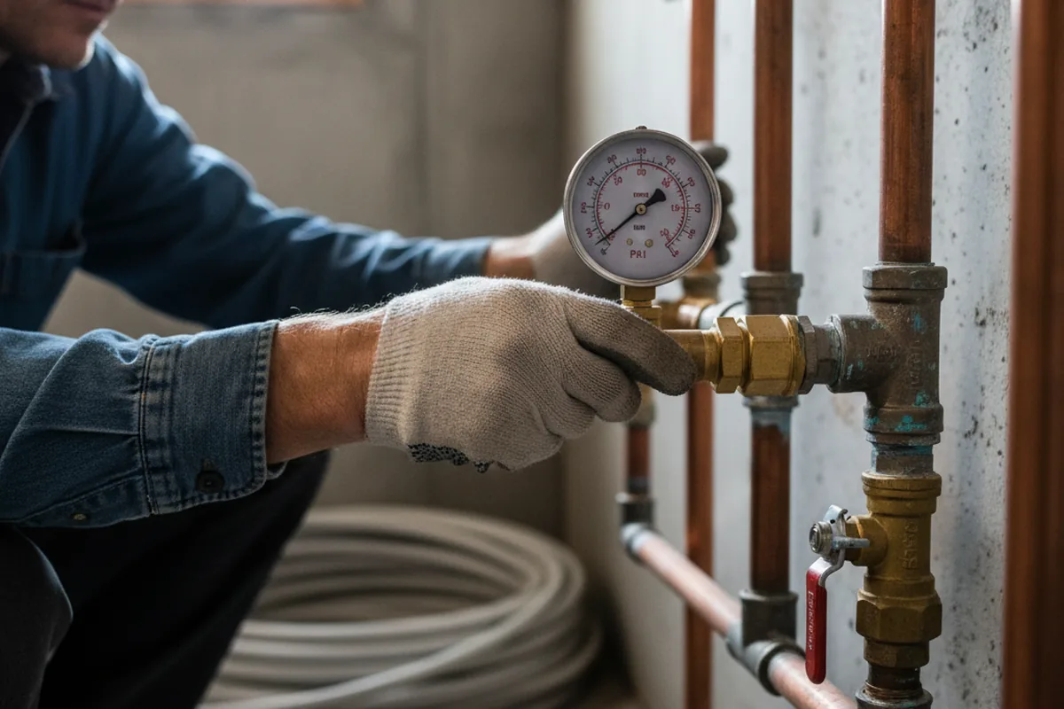 Pressure testing a repaired line during Water Line Repair in Phelps