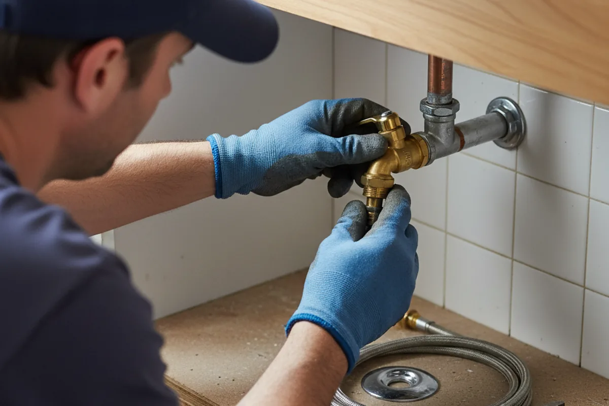 Shutoff valve and fitting work during Faucet and Fixture Repair in Phelps